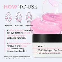 KOEC PDRN Collagen Eye Patch, Korean Glass Skin Care Under Patch Hydrating Radiance Easy Eye Mask, Hydrating Firming Care, Eye Bags Reduction - 藕粉色 - 查看 5