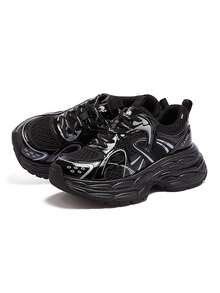 CAMEL CROWN Women's Sports Casual Shoes, Autumn Fashion Chunky Sneakers, Height-Increasing Retro Versatile Comfortable Sports Shoes - Black - View 2