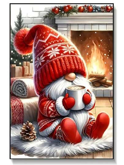 1 st 5D diamantmålningsset, diamantmålningsset för jul och nyår, kanvashantverk med komplett diamantdesign, premium diamantmosaikkonst, lämplig för vardagsrum, sovrum, kontor, kök och matsal, bästa födelsedagspresenten, lämplig julklapp
