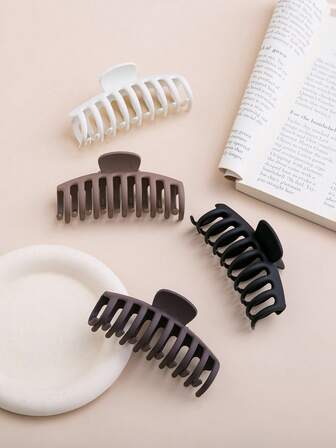 4 Pieces Women's Keel Hair Claws Lightweight Plastic Hair Clips Black And White Coffee Retro Fashion Multifunctional Chic Hair Accessories Suitable For Daily Wear, Outdoor, Face Washing, Bathing, Makeup, Clothing Matching, Jewelry Decoration, Hair Claw Clips, Elegant And Fashionable Women's Hair Claws Decorative Headwear Hair Jaw Clip Hair Clamps Hair Clutch Hair Catcher Clip, Casual Fall Winter For Vacation Outfits Woman