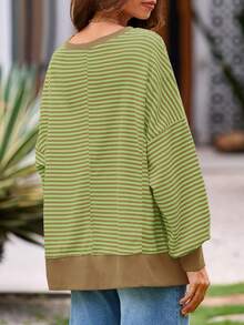 Imily Bela Women's Fall Oversized Outdoor Sweatshirt – Casual Waffle Knit Long Sleeve Crewneck Split Pullover Tunic Tops For Camping Or Hiking - màu nâu - Xem 4