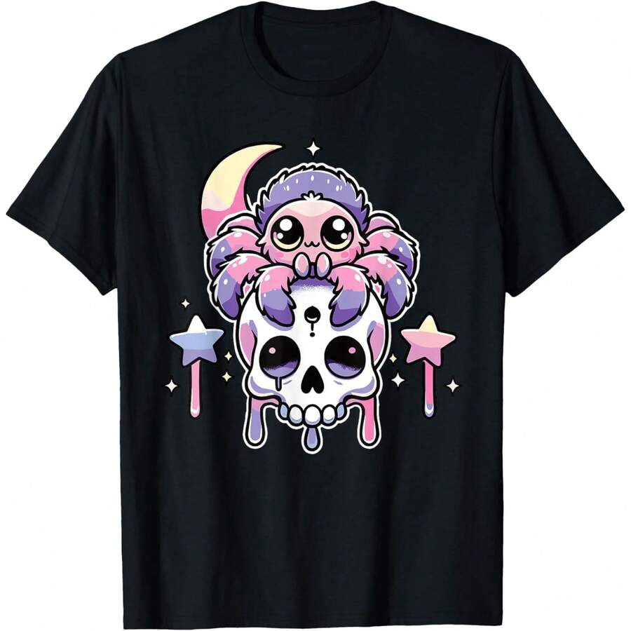 Kawaii Gothic Tarantula Pastel Colors Gothic Goth Tarantula T-Shirt - Black - View 1