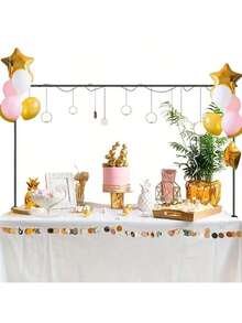 Adjustable Table Arch Stand, Over The Table Rod Stand With Clamps , Table Bar For Hanging Flowers , Table Arch For Birthday, Wedding,Party Decoration,Table Top Backdrop Stand Suits For Different Scenes With Decorations - 彩色 - 查看 10