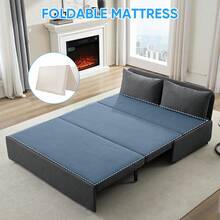 Puremind Modern Queen Size Loveseat Sofa Bed, 2 In 1 Convertible Linen Fabric 2-Seater Sleeper Sofa Couch With Cushions - Dark Grey - View 7
