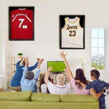 Jersey Wooden Frame Display -Shadow Box With 98% Acrylic And Hanger L Or XL Baseball Basketball Hockey Sport Shirt And Uniform Gifts Men (Black, 1 Pack)-Promotion - màu đen - Xem 9