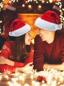 Gorro clásico de Navidad, tocado festivo, accesorio de disfraz unisex para fiestas navideñas, adecuado para decoraciones navideñas y fiestas de vacaciones.