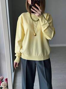 GIGOGOU Women's Basic Lightweight Knit Sweater, Spring/Autumn - Yellow - View 7