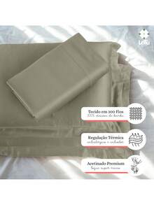 Andreza Enxovais Bamboo Fiber Bedding Set 4 Pieces 300 Thread Count Double\Queen\King Premium Soft Touch Ponto Ajour Luxo - 米色 - 查看 4