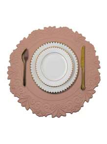 2pcs/4pcs Set 15-Inch Round Faux Leather Placemats, Non-Slip Durable Heat Resistant Washable Waterproof Dining Table Mats, Suitable For Candlelight Dinners, Daily Gatherings, Event Parties