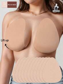 3/5 Pares de Sutiãs Invisíveis Sem Costura com Efeito Push-Up Plus Size, Elevação do Busto, Adequado para Tamanhos B-E, Sutiãs Adesivos Sem Alças e Sem Costas, Adequado para Vestidos de Casamento e Festa