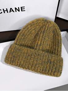 Gorro de punto vintage, gorro de punto grueso y cálido, gorro versátil de moda coreana para hombres y mujeres, atuendos de invierno y otoño - Multicolor - Ver 4