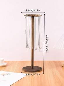 <Madeira Natural, Ordem Perfeita>, 1 peça Organizador de Joias de Madeira, Suporte de Exibição para Colares e Pulseiras, Formato Redondo, Prop de Vitrine para Transmissão Ao Vivo, Dia dos Namorados, Volta às Aulas - multicolorido - Visão 3