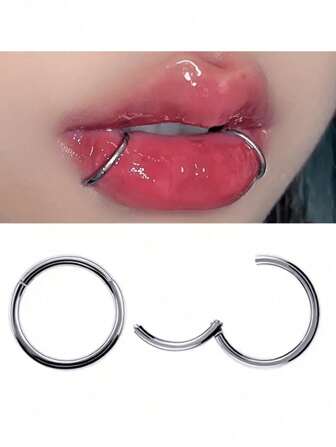 2 件 16G 鼻中隔穿孔手术钢制铰链段环哥特鼻环耳环唇耳软骨耳轮穿孔
