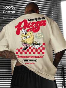 SpongeBob Schwammkopf, Herren-T-Shirt aus gerippter Baumwolle, neue Sportbekleidung für Herren im College-Stil für Frühling und Sommer, modische, weiche, atmungsaktive Kurzarmoberteile für Damen