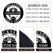 1pc Customized Metal Barbecue Nameplate, Personalized Outdoor Grill Decor Plate, Engraved Plaque For Grandpa Gift, Custom Metal Wall Art For Backyard - Black - View 11