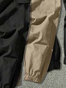 3件組青少年男款休閒假口袋戶外運動抽繩工裝褲，高CP值 - 黑色 - 查看 5