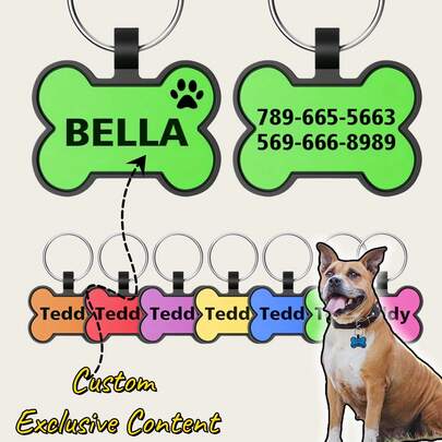 Personalized Pet ID Tag - Collar Charms With Double-Sided Laser Engraving, Custom Silicone Dog Tag, Cat Tag, And Name Tag For Unique Pet Identification