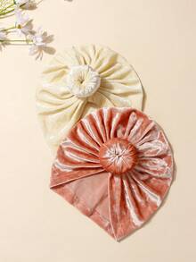 2pcs Baby Velvet Donut Ear Protection Hat Set, Suitable For Everyday Use - Multicolor - View 3