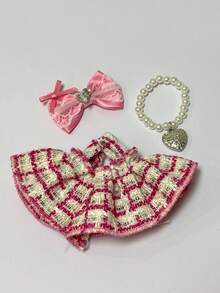 Small Fragrance Style Doll Clothes Set For LA BUBU, Free Dressing Clothes, Necklace, Bow, Suspender Skirt Set, No Doll Included, Suitable For 6.7-Inch Dolls