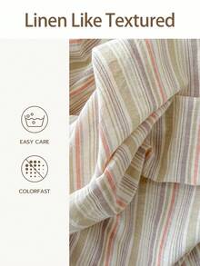 2/3件套亚麻被套组（1个被套，1/2个枕套），不含被芯，适合男女宿舍、学校宿舍、宿舍装饰，简约风格，也适合卧室和客房。 - 彩色 - 查看 2