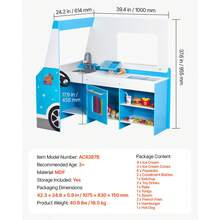 Ice Cream Cart For Kids, 20+ PCS Ice Cream Truck Wooden Playset, Pretend Play Stand With Steering Wheel & Chalkboard, Payment Scanner & Freezer, Faucet & Sink, Suitable For Kids 3-7 Years Old - 彩色 - 查看 7