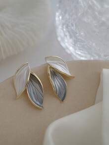 1 Paar minimalistische Blatt-Design Ohrstecker, elegante hochwertige Ohrringe, Natur-Stil, Geschenk für Mutter, Freundin, Feiertage