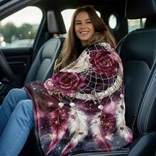 1pc Beautiful Dreamcatcher Pattern Flannel Blanket, Warm, Soft, Lightweight, Machine Washable, Suitable For Sofa, Bed, Travel, Camping, Living Room, Office, Couch, Chair And Bed, All Year Round Use!