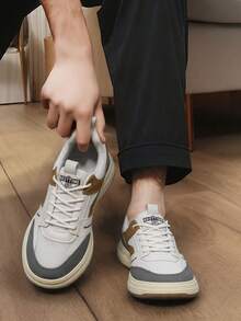 Zapatillas De Skate Casuales Para Hombre,Men's antideslizante zapatos deportivos ligeros,fitness/commuting,multifuncional deportes usable simple color que choca zapatos de tablero de estudiante. - Beis - Ver 2