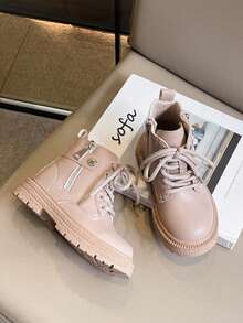 1 Pair New Fashionable Light-Colored Children/Kids Boots, Casual & Stylish Unisex Sneakers Suitable For Princess Dresses, Casual Wear, All Seasons