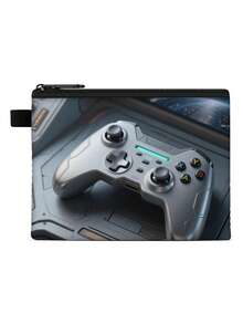 1 pieza Monedero compacto con cremallera, bolsa con cremallera de poliéster de moda y duradera, diseño impreso con estilo de gamepad, ideal para guardar monedas y pequeños artículos esenciales, regalo divertido con cierre , material duradero, fácil de mantener