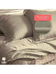 Andreza Enxovais Bamboo Fiber Bedding Set 4 Pieces 300 Thread Count Double\Queen\King Premium Soft Touch Ponto Ajour Luxo - 米色 - 查看 2