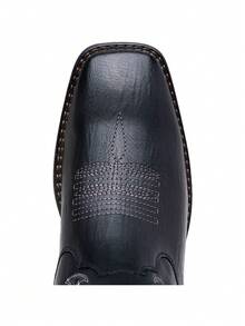 VOSTEY SHOESMORE Men's Black Cowboy Boots Retro Square Toe Boots Botas Vaqueras Para Hombre Embroidery Western Boots For Men - AMY8420-black - View 9