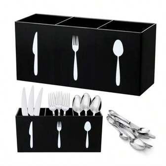 1pc Bamboo Chopstick Holder Storage Box, Cutlery Knife Fork Spoon Organizer, Kitchen Draining Chopstick Cylinder, No-Installation Kitchen Countertop Utensil Rack, New Knife Holder Chopstick Stand