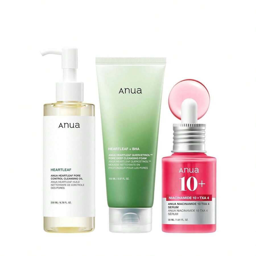 Anua 3-Step Glass Skin Beginner Set, Double Cleansing With Facial Serum, Oil Cleanser & Face Wash With Heartleaf, Daily Routine With Niacinamide, Korean Skincare Set - 單選 - 查看 1