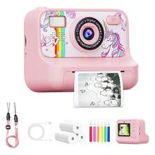 32G Large Memory Children's Instant Printing Camera Toy, 1080P High-Definition Video Recording, Six Self-Timer Modes, High-Speed Printing, The Best Gift For Children Aged 3-8 On Festivals, Birthdays And Christmas. Three Rolls Of Printing Paper - Blue - View 2