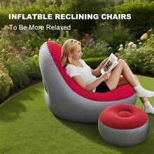 Inflatable PVC Sofa, Portable Inflatable Sofa Chair, Inflatable Sofa Set With Footstool, Super Lounge For Leisure Chairs, Suitable For Living Room, Bedroom, Camping, Picnic, Travel, Music Festival Or Home Inflatable Lazy Sofa, Indoor, Living Room, Bedroom, Courtyard Inflatable Leisure Chairs
