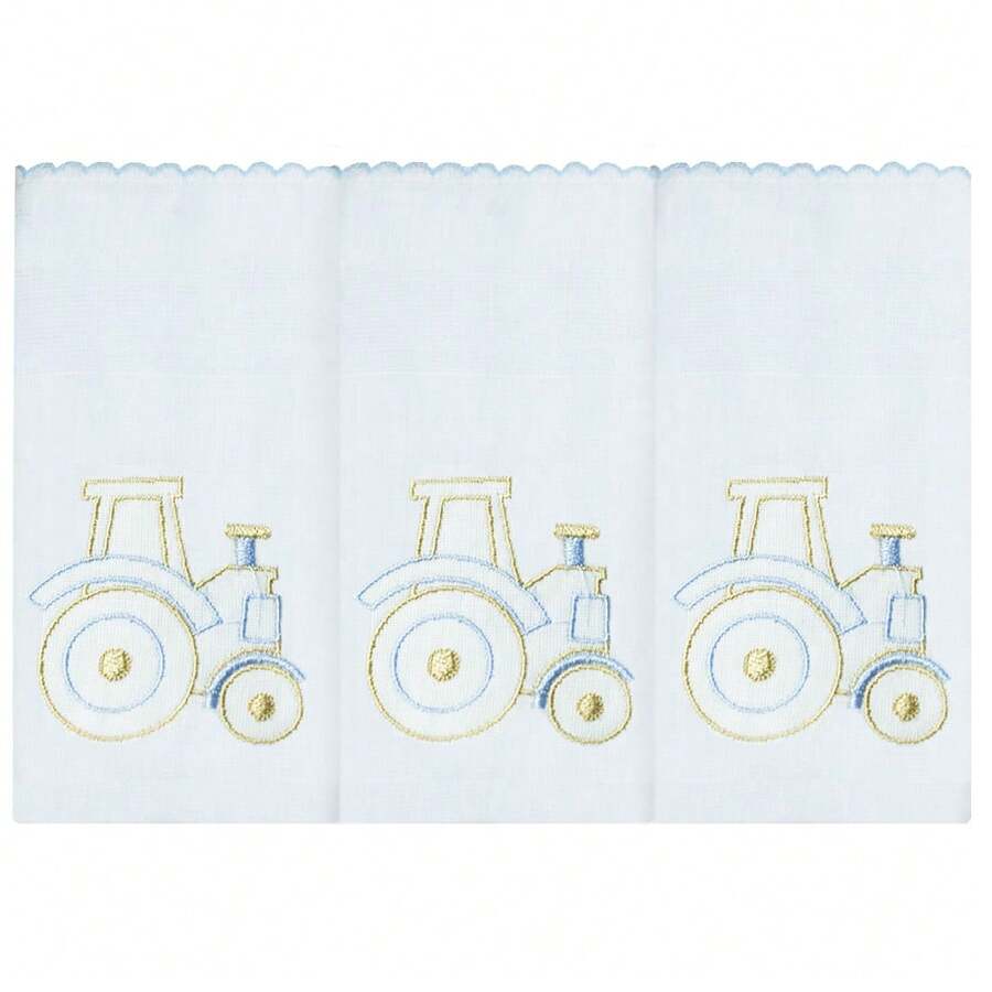 Soft 100% Cotton Double Embroidered Shoulder Diaper For Baby - Tractor - View 1