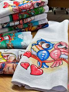 Kit Of 10 Cotton Dishcloths With Printed Hem, Quick Drying - 白色 - 查看 2