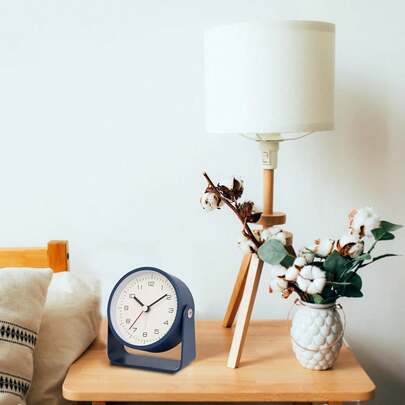 1個 シンプルな3インチメタル回転式アラーム時計、静音クォーツアナログデスクデジタル時計(リビング、寝室、オフィスの装飾に適しています)ホームデコレーション ルームデコレーション