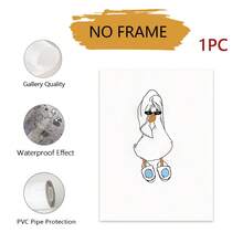 1幅趣味鸭子帆布艺术画，幽默浴室墙面装饰，复古农舍风格，乡村鸭子头巾艺术，时尚家居装饰，客厅，卧室，办公室帆布海报，无框 - 彩色 - 查看 15