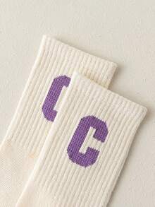 5 pares de calcetines hasta el tobillo con letra C para niños, versátiles y de estilo escolar casual, nuevos, transpirables, suaves y cómodos para adolescentes y estudiantes de secundaria en otoño, y calcetines populares para niños y niñas de secundaria y preparatoria