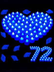 24个蓝色无焰LED蜡烛灯，1.7英寸夜灯装饰，无焰小型LED蜡烛，创意婚礼生日派对蜡烛装饰道具，心形礼物，适合情人节、毕业典礼，无焰LED茶蜡，电池供电逼真蜡烛，婚礼装饰，餐桌装饰，户外装饰，派对，圣诞节装饰 - 藍色 - 查看 8