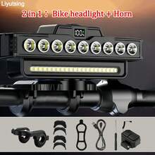9 LED Ultra-Bright Bike Headlight With Horn: High/Low Beam, 21 SMD, Pedestrian Friendly,Type-C Rechargeable, 7 Lighting Modes, 4000mAh Portable Charger, Power Bank, 120dB Bell, Perfect For Mountain & Road Bikes, Night Riding, Best Gift For Men