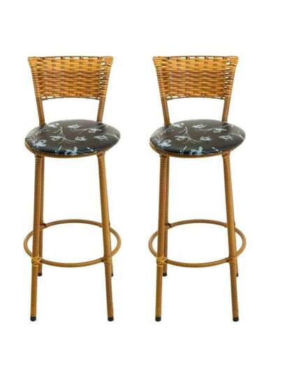 Kit 2  Banqueta Alta Toda Encapada Junco Balcão Cozinha Area Gourmet