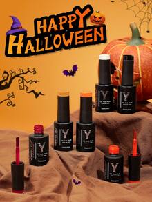 10ML YOKEFELLOW Orange Gel Nail Polish Set, Pumpkin Orange Color Red Black Semi-Permanent Fall Acrylic Nails Set Collection For Nails Soak Off UV/LED For Home Salon Nail Art DIY And Holiday Gift Collection For Women Girls - 彩色 - 查看 3