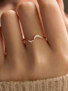 BALMORA 1pc Sterling S925 Silver Vintage Simple Elegant Geometry Wavy Zirconia Finger Ring For Women Party Daily Wearing Friendship Jewelry Gift