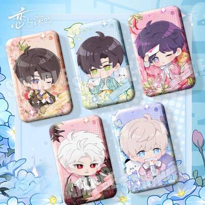 1pc 2025 New Rectangular Q-Version "Heart Signal" Series Summer Yizhi Qin Che Peripheral Badge Double Flashing Badge, Suitable For Collection Figurine, Keychain, Backpack Accessory Or Gift To Friends - Perfect Gift - Birthday Gift - Gift For Men - Gift For Women - Halloween Gift - Christmas Gift - Children Doll