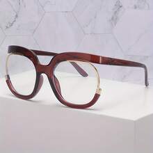 1PC Women's Fashion Eyeglass Frame Personality Half Frame Eyeglass Frame Non-Prescription Glasses - 黑色 - 查看 8
