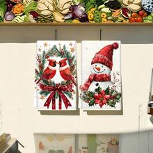 1 set/1 pieza/2 piezas Paños de cocina y paños de platos con estampado de pájaros navideños, adecuados para decoración de interiores en restaurantes, cocinas y baños, decoración de fiestas, regalos festivos y también pueden ser entregados como regalos de Navidad - Multicolor - Ver 5