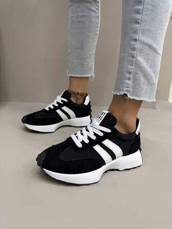 Retro Chunky Sneakers för kvinnor, löparskor med grov sula